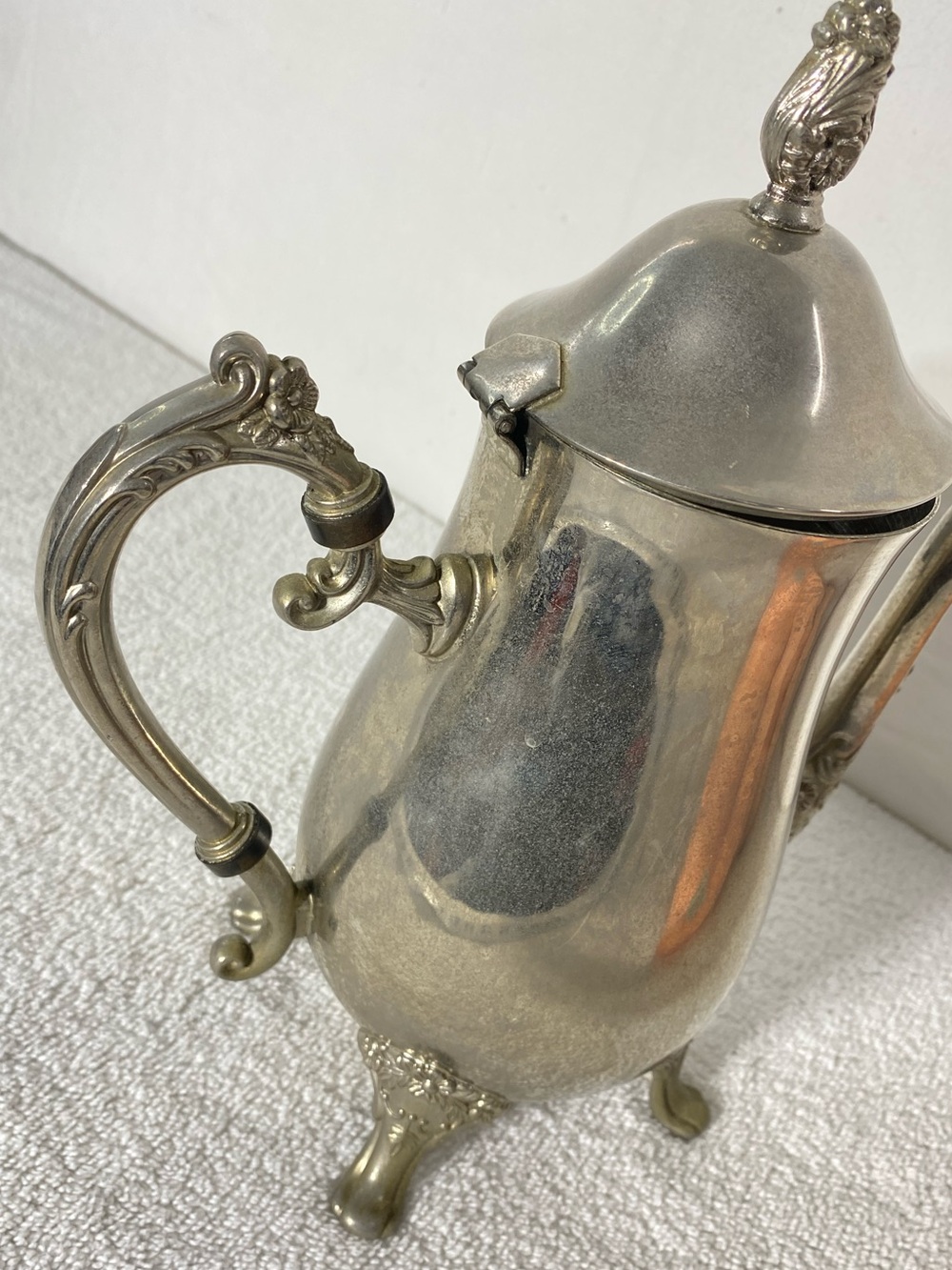 Vintage EP Brass Victorian Style Silver Plated Ornate Footed Teapot - Picture 8 of 15